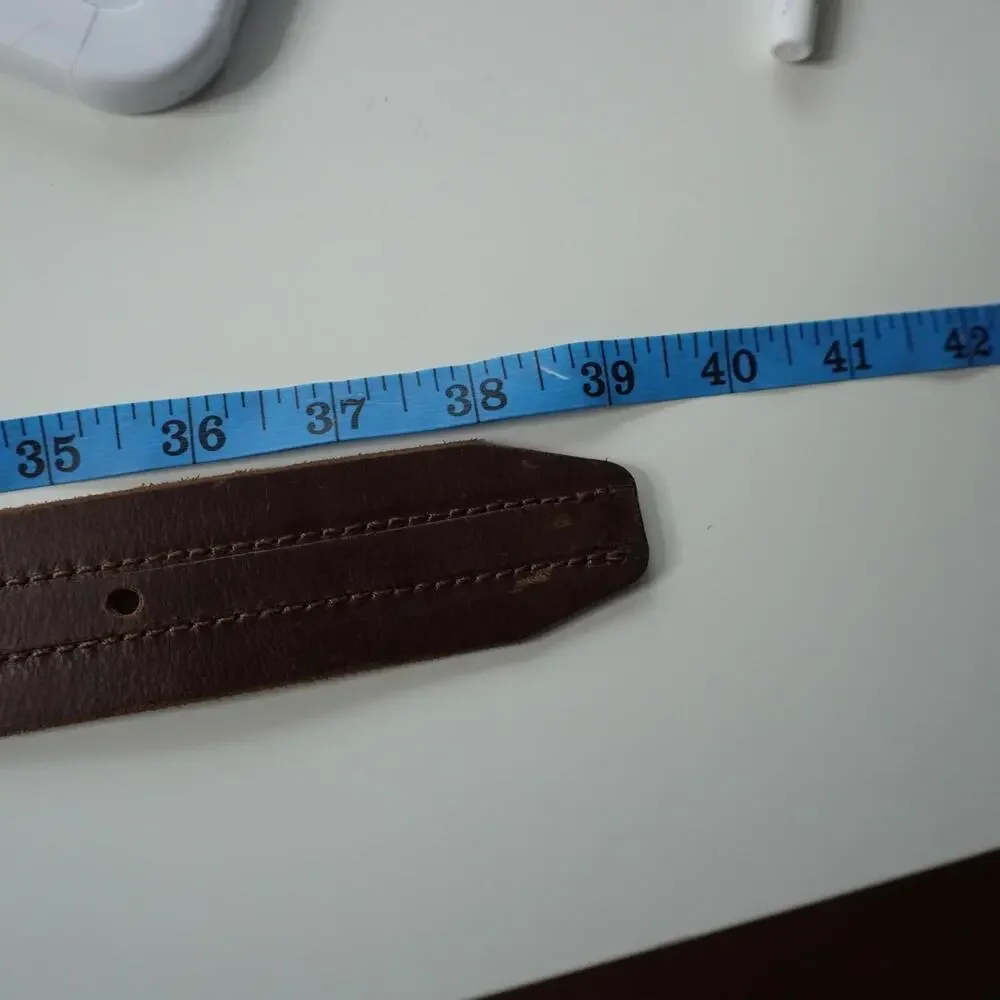 Mens Brown Genuine Leather Belt Classic Buckle 39